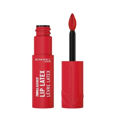 Abbildung von Rimmel London, Thrill Seeker Lip Latex 400 Red Flüssiger Lippenstift Lipgloss Lippenfarbe mit Hyaluronsäure, Geschmeidigkeit und Glanz, Feuchtigkeitsspendend, Vitamin E, Aloe Vera,
