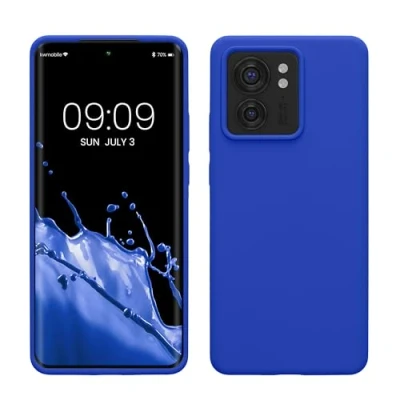 Abbildung von kwmobile Hülle kompatibel mit Motorola Edge 40 Silikon Handy Case Handyhülle weiche Oberfläche kabelloses Laden Baltik Blau