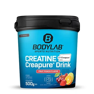 Abbildung von Bodylab24 Creatine Creapure® Drink Fruchtmix 500g, versorgt dich mit 4g Kreatinmonohydrat in Qualität je Pulverportion
