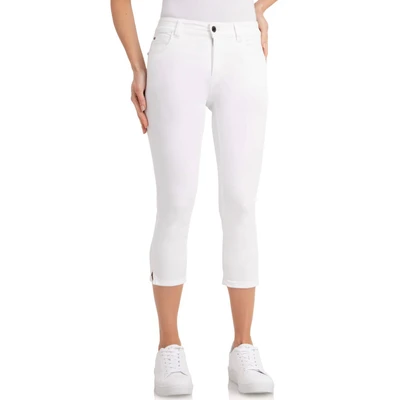 Abbildung von wonderjeans Caprijeans mit kleinen Schlitzen am Beinabschluß