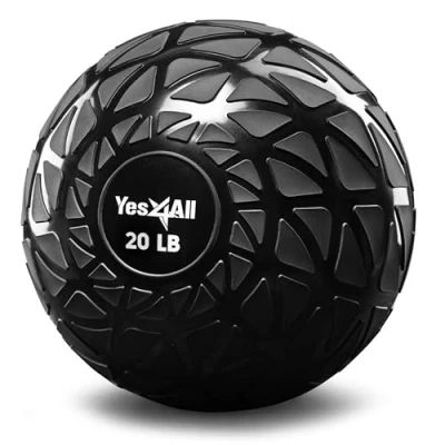 Abbildung von Yes4All Fitness Slam Medizinball, 9 kg, für Übung, Kraft, Krafttraining, Workout Ball, gewichteter Gymnastikball, dynamisches Schwarz.