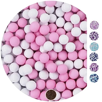 Abbildung von EinsSein 1kg Schokokugeln Mix small weiss rosa ca. 1cm Gastgeschenke Hochzeit, Taufe, Kommunion perfekt für Reagenzgläser Alternative Schokolinsen, Hochzeitsmandeln, Zuckermandeln,