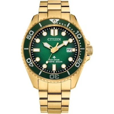 Abbildung von Citizen BN0262 59W Promaster Eco Drive Herrenuhr 20 bar Goldfarben/Grün