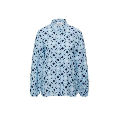 Abbildung von comma casual identity Strukturierte MIT Allover Hemdbluse, Damen, Größe: 34, Hellblau