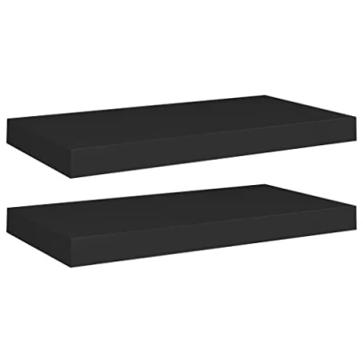 Abbildung von vidaXL 2X Wandregal Schwebend Hängeregal Wandboard Bücherregal Regalbrett Schweberegal CD DVD Regal Dekoregal Schwarz 50x23x3,8cm MDF