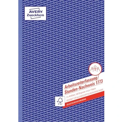 Abbildung von Avery Zweckform Formularblock Formularbuch &#039;1773&#039; Stundennachwei