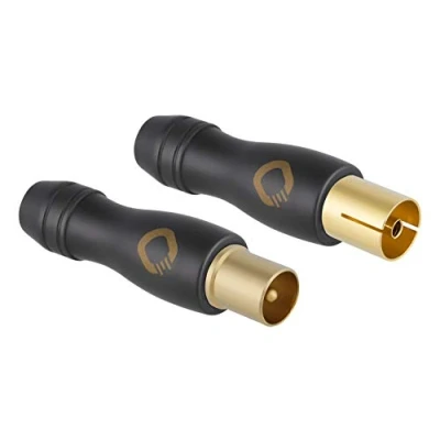 Abbildung von Oehlbach Transmission Shift M+F Antennenstecker &amp; Buchse IEC Koax (m/w) (Koaxial, Adapter, schraubbar) vergoldet für TV/Radio Anschluss 2 Stück