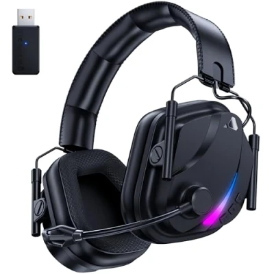 Abbildung von Vakedy Wireless Gaming Headset, Bluetooth Headset mit Mikrofon,PS5 Wireless,2,4G für PS5, PS4, PC, Switch, Mac,Mobile,Wireless Kopfhörer Zwei Modi Schwarz