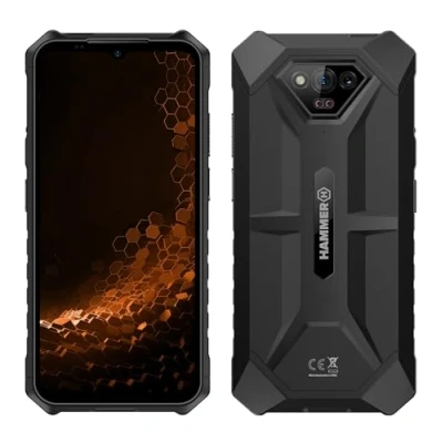 Abbildung von HAMMER IRON V ohne Vertrag robust, wasserdicht, Dual SIM, leistungsstarker 6320 mAh Akku, Android 13, 64GB 50 Mpx Kamera mit Nachtsicht Sensor Schwarz