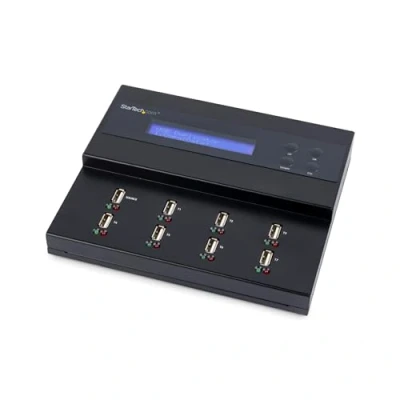 Abbildung von StarTech.com 1:7 USB Stick Klonstation und Löscher, Kopierer für mehrere Laufwerke, System and File Sector by Kopieren, 1,5 GB/min, Single 3 Pass Löschen, LCD Display (USBDUP17)