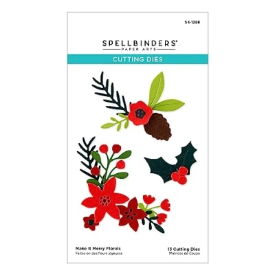 Abbildung von Spellbinders Make It Merry Florals Stanzschablone, geätzt, Metall