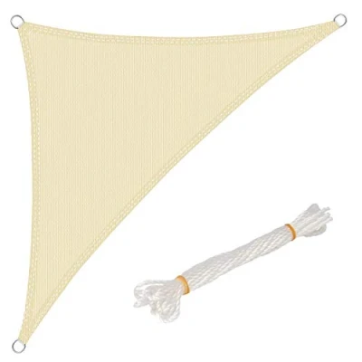 Abbildung von WOLTU Sonnensegel Wasserdicht 3,6x3,6x5,1m Quadratisch 95% UV Schutz Segeltuch 180 g/m² Polyester Sonnenschutz Schattenspender für Balkon Terrasse Garten, mit Befestigungsseilen,Creme