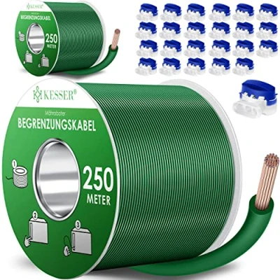 Abbildung von KESSER® Begrenzungskabel 500m + 24 Kabelverbinder für Mähroboter Rasenmäher Rasenroboter Zubehör Set Begrenzungsdraht Universal Suchkabel kompatibel mit Gardena/Bosch/Worx/Einhell/Honda/ROBOMOW