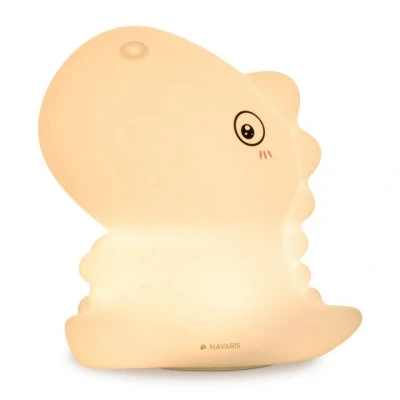 Abbildung von Navaris LED Nachtlicht Dino Design aufladbar mit Micro USB Kabel Süße RGB Farbwechsel Kinder Nachttischlampe Dinosaurier Schlummerlicht Weiß