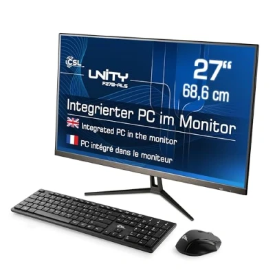 Abbildung von All in One PC CSL Unity F27B ALS, 68,58 cm (27 Zoll, 1920x1080 Full HD) Leistungsstarker AIO (Intel N200 CPU 4x3700 MHz, 2000 GB SSD, 32 DDR4 RAM, Windows 11 Home), schwarz
