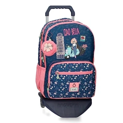Abbildung von Enso Ciao Bella Rucksack mit doppeltem Fach, Trolley, blau, 32 x 44 17 cm, Polyester, 23,94 l, Talla única, Doppelter Trolley