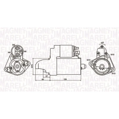 Abbildung von MAGNETI MARELLI 063721050010 Anlasser 12 1,1 10 FORD: Fusion Kombi, FIESTA 6, Focus 2 Schrägheck
