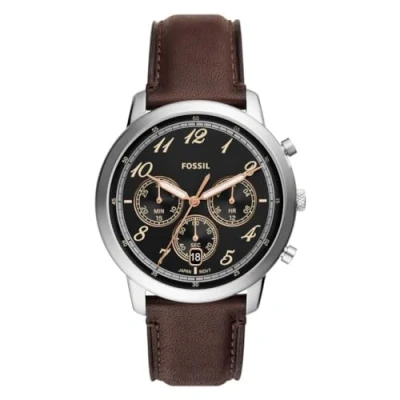 Abbildung von Fossil Neutra uhr für Herren, Chronographenwerk mit Edelstahl oder Lederarmband, Hellbraun und Braun, 44MM