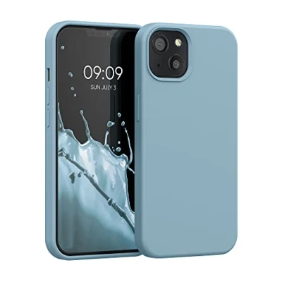 Abbildung von kwmobile Hülle kompatibel mit Apple iPhone 13 Silikon Handy Case Handyhülle weiche Oberfläche kabelloses Laden Antique Stone