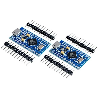 Abbildung von TECNOIOT 2pcs Pro Micro ATmega32U4 5 V/16MHz Module with Pin Header for Leonardo 2 stücke Atmega 32u4 v / 16 MHz Modul USB Controller Board Für