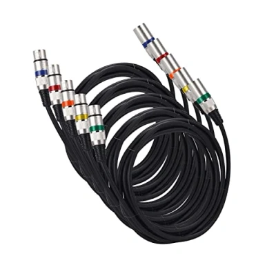 Abbildung von PERMUST 5 Pack XLR Kabel Mikrofonkabel 3 M poliges symmetrisches Stecker auf Buchse DMX Mehrfarbiges Mikrofon Patchkabel