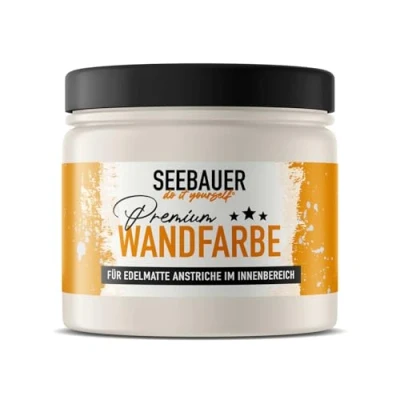 Abbildung von SEEBAUER diy Wandfarbe Beige 300ML für Innen (No. 003 Orchid Dream) Edelmatte Innenfarbe Sand Beigetöne sehr hohe Deckkraft Matt, Abwaschbar und Tropffrei