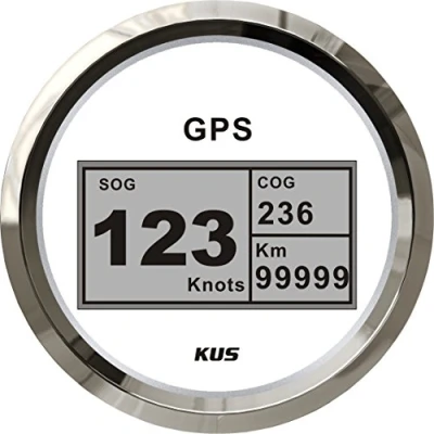 Abbildung von KUS Wasserdichter Geschwindigkeitsmesser, GPS, digital, mit Hintergrundbeleuchtung für Boot, Yacht, 85 mm, 9 32 V (weiß)