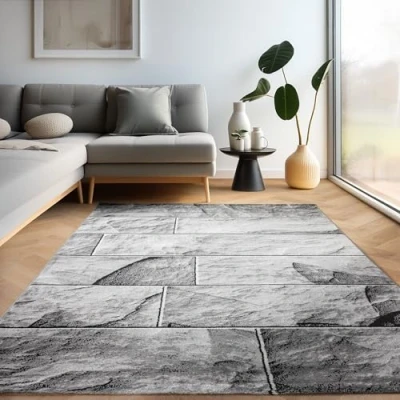 Abbildung von Carpettex Designteppich Steindesign, Läufer, Höhe: 12 mm, Modern Kurzflor Teppich Wohnzimmer Steinmauer Optik versch. größe
