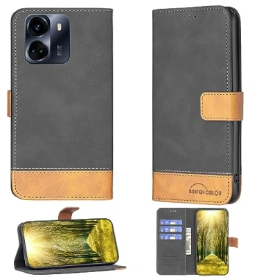 Abbildung von Handyhülle für Benco S1s Gehäuse Kompatibel mit Handytasche Flip Case PU Leder BF011 Wallet Black