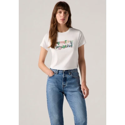 Abbildung von Levi&#039;s THE Perfect TEE Tshirt print, Damen, Größe: Medium, Coloring book dahlia bw fill bright white