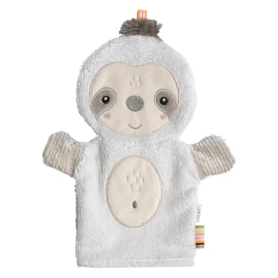 Abbildung von Fehn Waschhandschuh Faultier Waschlappen mit Tiermotiv für fröhlichen Badespaß saugstark &amp; kuschelweich Babys und Kinder ab 0+ Monaten