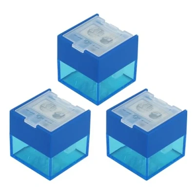 Abbildung von KUM AZ103.76.16 B Anspitzer mit Behälter Cube M2, blau, 3er Multipack, Doppel Behälterspitzer