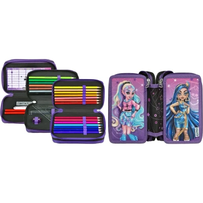 Abbildung von Scooli Federmäppchen Tripledecker, Monster High, befüllt, inklusive Geodreieck