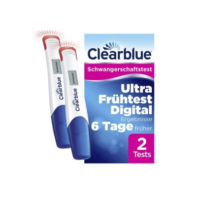 Abbildung von Clearblue Schwangerschafts Teststreifen Ultra Frühtest 6 Tage früher Digital, 99% zuverlässig 2 St., Digitales Ergebnis