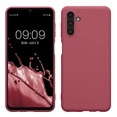 Abbildung von kwmobile Hülle kompatibel mit Samsung Galaxy A13 5G weiches TPU Silikon Case Cover geeignet für kabelloses Laden Dark Rose