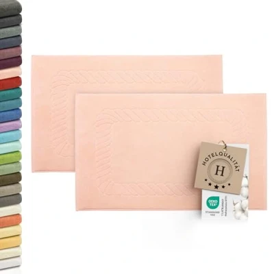 Abbildung von ZOLLNER 2er Set Badematten weiche und saugstarke Duschvorleger waschbar bis 95C Baumwolle 50x70 cm in aprikot