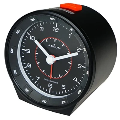 Abbildung von ATRIUM Funkwecker analog schwarz ohne Ticken mit Beleuchtung, Nachtlicht und Snooze A960 7