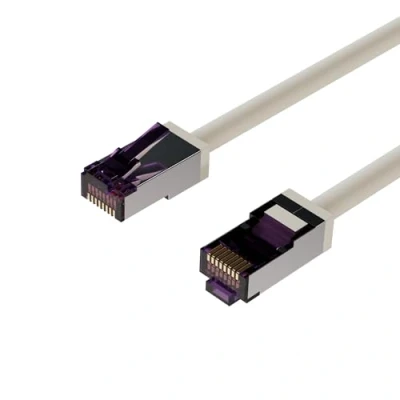 Abbildung von Flexline® Patchkabel cat. 6A S/FTP, kurze Bauform, PIMF, grau, 10m