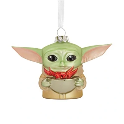 Abbildung von Hallmark Star Wars The Mandalorian Grogu Holding Cup Christmas Ornament, Geblasenes Glas