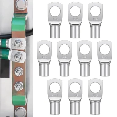Abbildung von 10 Stück kabelschuhe 6mm² M6,ringKabelschuhe aus Kupfer verzinnt,für Batteriekabel Kfz Verteilerkästen