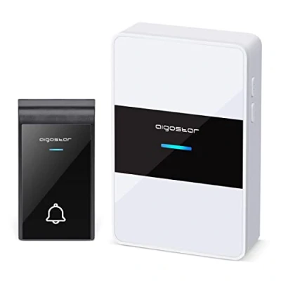 Abbildung von Aigostar Ring DC Funktürklingel für den Außenbereich, IP44, wasserdicht, kabellos, batteriebetrieben, mit LED Anzeigen, 36 Melodien, 1 Empfänger und Sender
