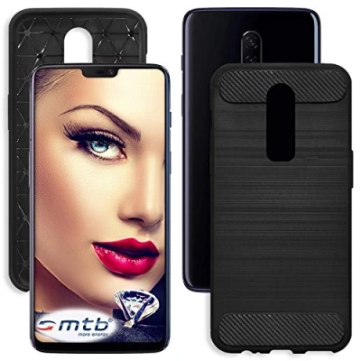 Abbildung von mtb more energy® Schutz Hülle Carbon für OnePlus 6 (6.28&#039;&#039;) Schwarz flexibel TPU Case Cover Tasche