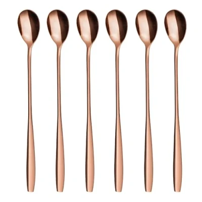Abbildung von GRÄWE Latte Macchiato Löffel Set, Gold, 6 teilig, 22 cm, Lange Löffel, Cocktaillöffel, Dessertlöffel, Eislöffel, für Eiskaffee, Edelstahl, spülmaschinengeeignet