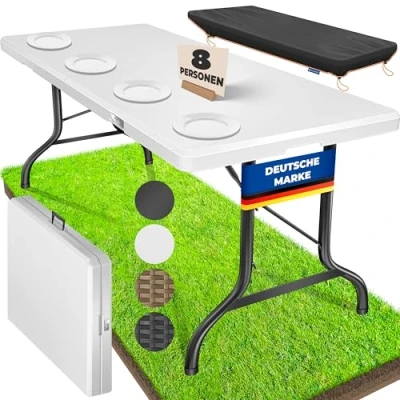 Abbildung von KESSER Tabletttisch, Buffettisch Tisch klappbar Kunststoff 183x76 cm Campingtisch