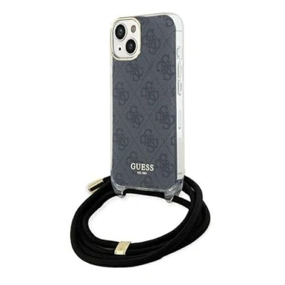 Abbildung von GUESS GUHCP15SHC4SEK Hülle für iPhone 15/14 / 13 6.1&quot; Schwarz hardcase Crossbody Cord 4G Print