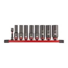 Abbildung von Milwaukee Schlagschraubereinsatz 3/8&#039;&#039; Tief, Shockwawe Duty Stahl, 9 teiliger Satz