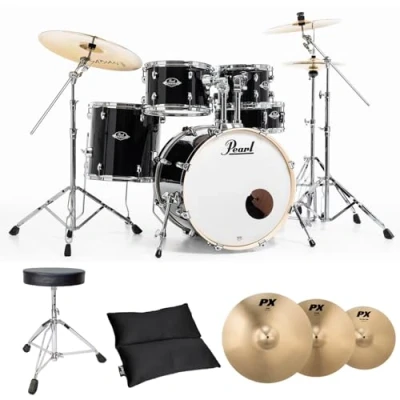 Abbildung von Pearl Export Schlagzeug EXX705NBR/C31 Black + Sabian Becken keepdrum Hocker