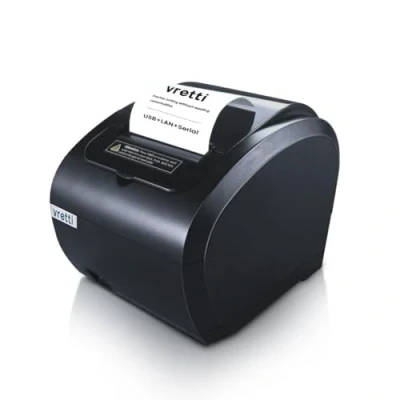 Abbildung von vretti Thermodrucker Bondrucker 80mm, Thermo Etikettendrucker mit USB Serial LAN Port Supermarkt Küchen POS Drucker ESC/POS Befehlsunterstützung