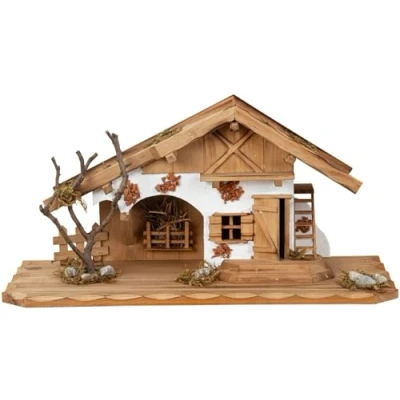 Abbildung von Geschenkestadl Holzhaus Krippe ca. 45cm x 21cm Holz Haus Landhaus Stall Weihnachten Dekoration