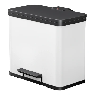 Abbildung von Hailo Mülleimer &quot;Öko trio Plus L&quot;, 3 Behälter, 27 l, Stahlblech o.Edelstahl, Kunststoff Inneneimer, Made in Germany